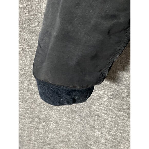 Men CLENCH JEANS Bomber Jacket L Black Orange Nylon Front Zipper  Pocket Ribbed - Picture 4 of 13